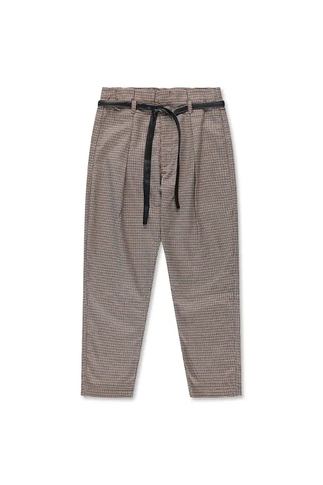 מכנסיים עם משבצות וחגורת שרוך (#32260026) - 1