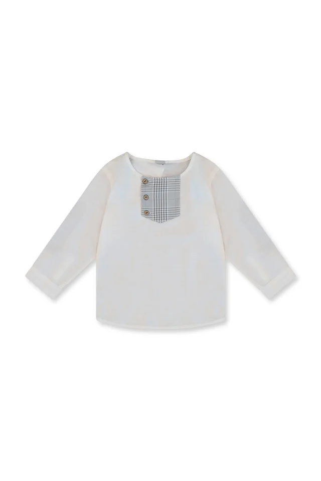 חולצת אריג לבנה עם כפתורים (#13152401) - 1