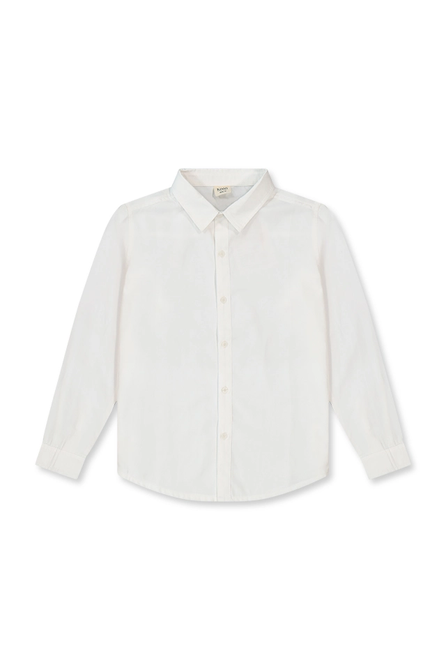 חולצה מכופתרת לבנה חלקה (#1413508107) - 1