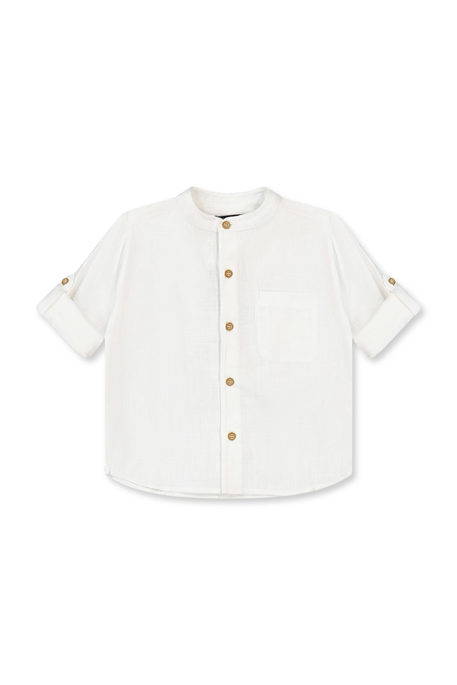 חולצה מכופתרת לבנה צווארון סיני (#142550601) - 1