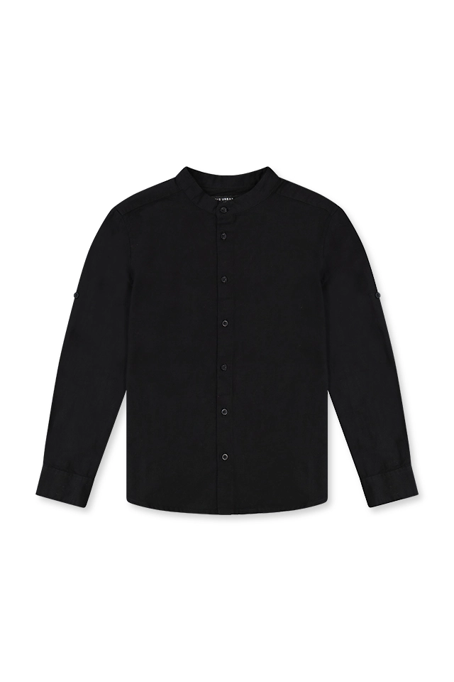 חולצה מכופתרת שחורה צווארון סיני (#142750833) - 1