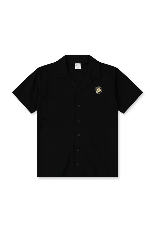חולצה מכופתרת שחורה עם לוגו (#241308433) - 1