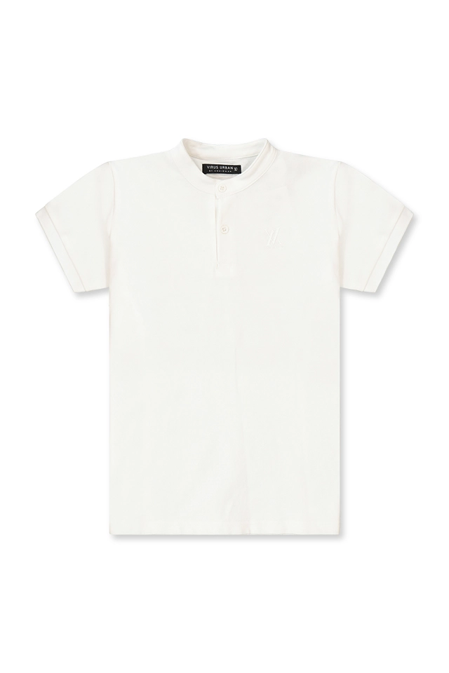 חולצת פולו לבנה צווארון סיני (#242719202) - 1