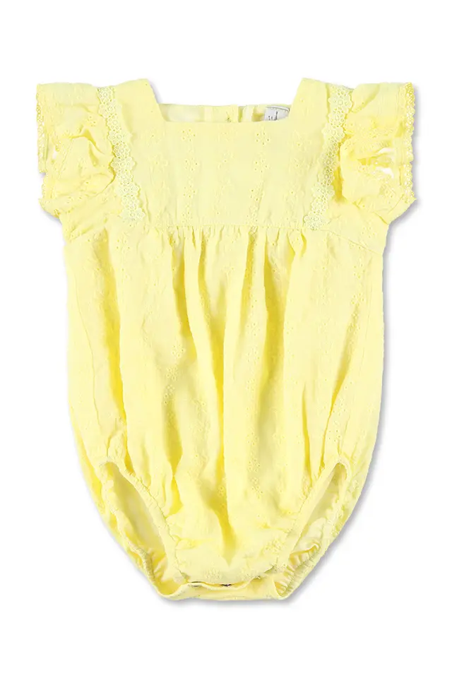 בגד גוף תחרה צהוב עם מלמלה (#23016414) - 1