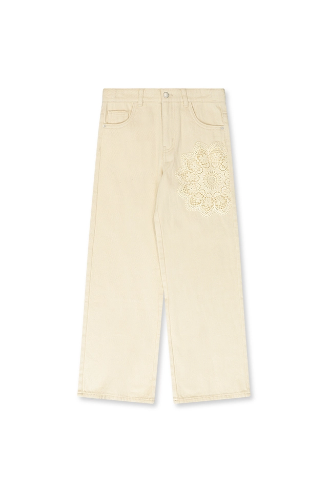 מכנסי אריג אבן בהיר (#161261960) - 1