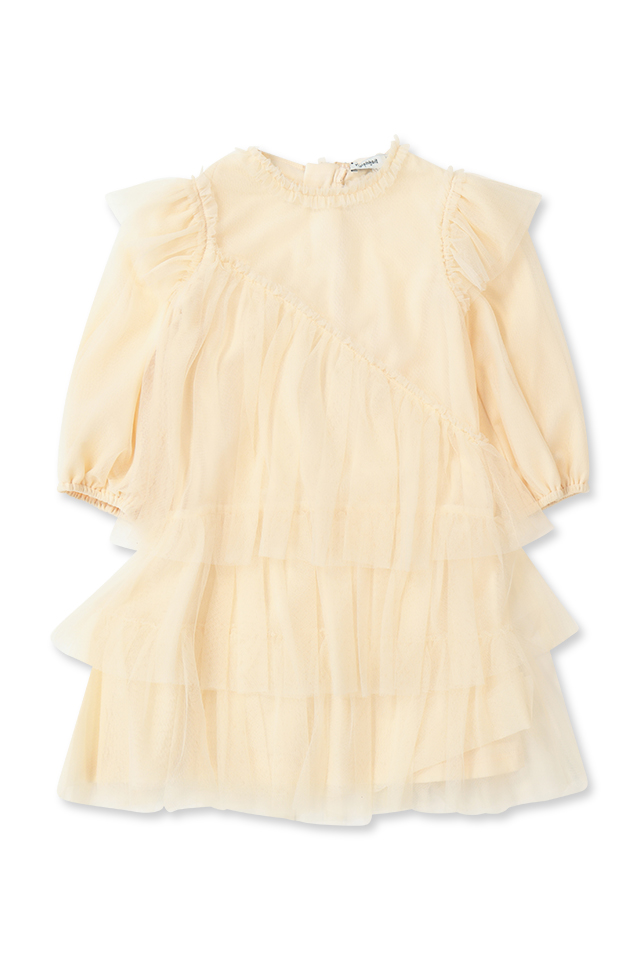 שמלת טול עם מלמלה 3/4 (#16324000001) - 1