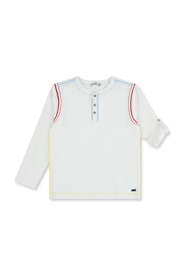 חולצה בד סרוג תפרים צבעוניים (#1633133107) - 1