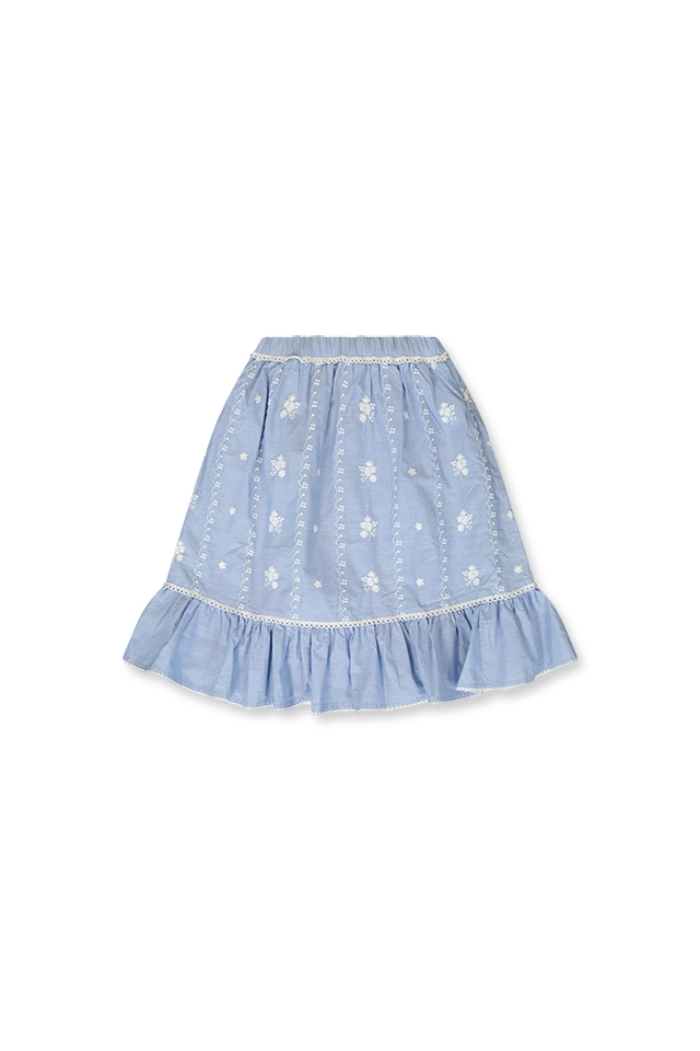 חצאית רקומה עם מלמלה (#26124191041) - 1