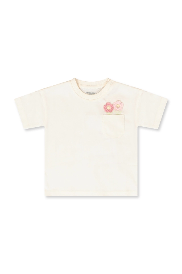 חולצה בד סרוג פרחים בכיס (#2624139107) - 1