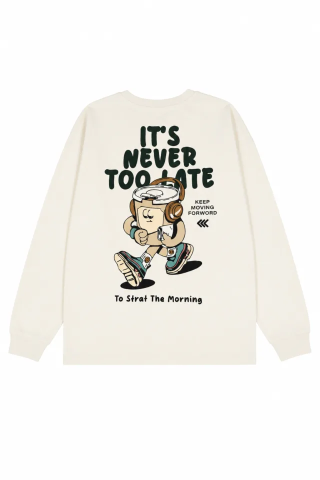 חולצת בייסיק NEVER TOO LATE (#3613006107) - 2